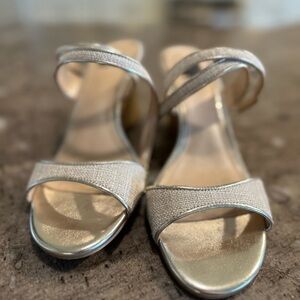 White House Black Market Silver Gold Heels